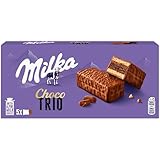 Milka Choco Trio, Bizcocho de Cacao y Cubierto con Chocolate con Leche de los Alpes, 150g