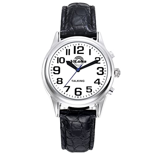 Deutsch Sprechende Armbanduhr Uhr,unisex Sprechuhr mit Edelstahlband für Jalousien und ältere Talking Watch German Talking Watch for Blind Announcement of Time, Date and Day of The Week, for Seniors