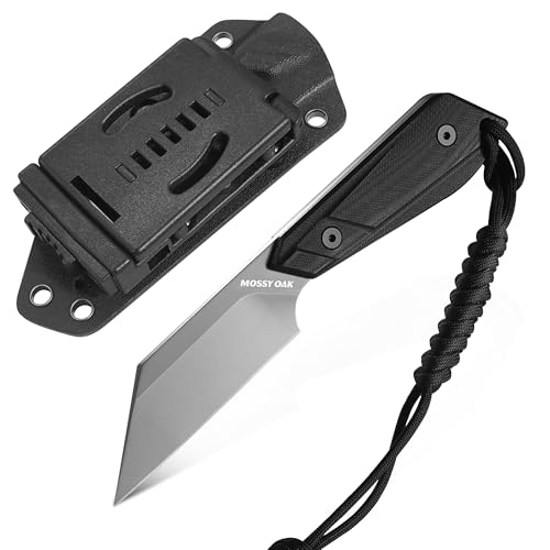 Image of Mossy Oak 7.5 Inch EDC Fixed Blade Knife with Kydex Sheath, 14C28N Full Tang Camping Knife with Emergency Rope, G10 Handle for Survival, Hunting, Camping, Hiking