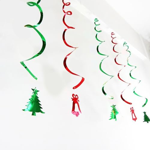 Yunzhou1230 30PCS Christmas Ceiling Decorations, Christmas Decor Hanging Swirls for Indoor, Holiday Party Decor - Snowflake Decore, Reindeer, Bell, Tree - Traditional & Foil Xmas Party Decoration - Image 8