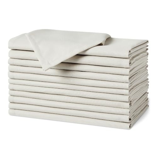 Amazon Basics Reusable Stain and Wrinkle Resistant Cloth Napkins 43 x 43 cm (Set of 12) White