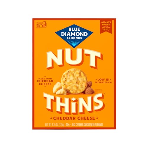 Image of Blue Diamond Almonds Nut-Thins Cracker Crisps, Cheddar Cheese, 4.25 Ounce (Pack of 12)