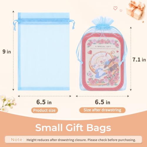 Image of Crweety 50PCS Organza Bags 6x9 Baby Blue Small Gift Bags Mesh Drawstring | Party Favor Goodie Bag Bulk, Jewelry Sachet Candy Treat Soap Makeup Pouches, Wrap for Wedding Baby Shower Birthday Halloween