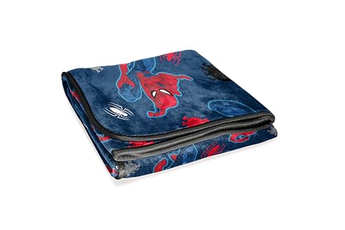 Image of Jay Franco Marvel Spiderman Plush Throw Blanket - Measures 50 x 60 Inches - Kids Super Soft Blue Fleece Superhero Bedding