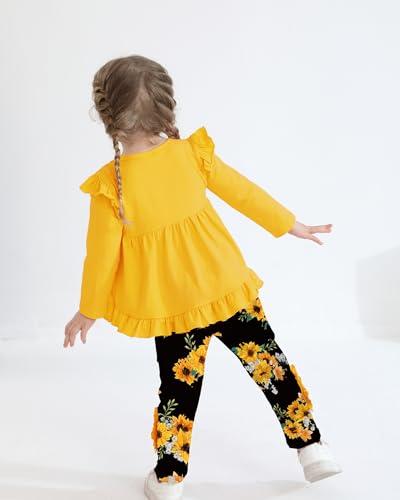 Image of Weebaby Baby Girl Clothes Infant Toddler Girl Clothing Ruffle Shirt High Low Top Floral Allover Pant Little Girls Clothes