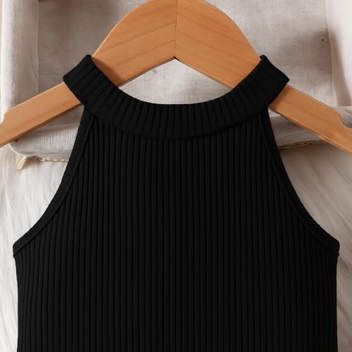 Image of RIYANSHI Girls Sleeveless Ribbed Top & Button Skirt Set