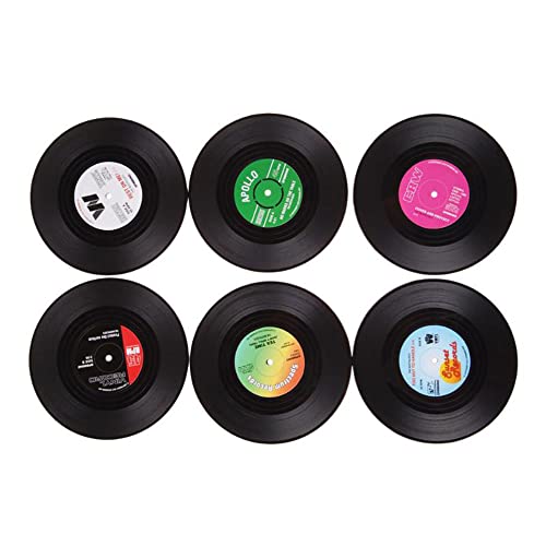 Posavasos retro de vinilo, 6 unidades, para discos de CD o disco, manteles individuales, bebidas frías y calientes Cover