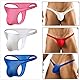 Faringoto Nahtlose, solide Tanga, Herren, T-Rücken, dünne Unterhose mit niedriger Taille, Rot + Blau + Pink + Schwarz, M
