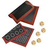 2 tapetes antiadherentes para horno, negros, de 30 x 40 cm y 40 x 30 cm, con revestimiento de silicona para una cocina saludable y fácil de limpiar.