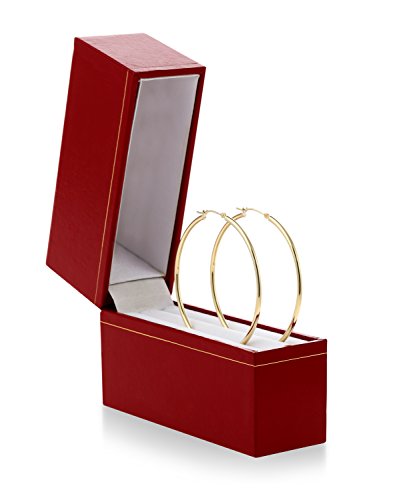 Image of 14k Yellow Gold Classic Shiny Polished Round Hoop Earrings, 2mm tube