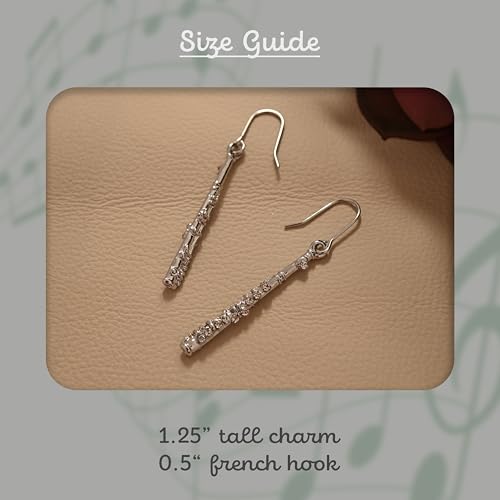Spinningdaisy Flute Earrings – Silver Plated Music Jewelry for Women – Dainty Gift for Music Teacher, Band Student, or Recital2