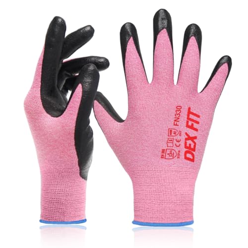 Gants de travail nitrile DEX FIT FN330 tactiles, XS, rose, 1 paire