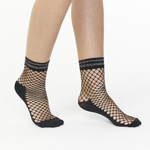 Image of SOLL Women Fishnet Ankle Socks | Fashion Ribbon Socks 3-pairs Size 5-9