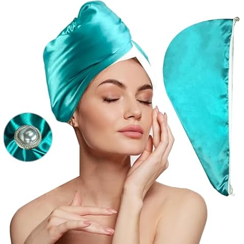 Chloven Satin Microfiber Hair Towel Wrap for Women - Anti Frizz Hair Turbans for Wet Hair,Super Absorbent & Lightweight Hair Wrap Towels，Hair Drying Towel for Curly Long Hair with Button Cover
