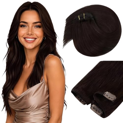 Sunny Hair Clip in Hair Extensions Real Human Hair Brown Natural Blend