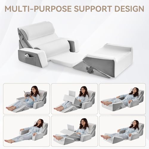 Image of Yojoker 9PCS Orthopedic Bed Wedge Pillow Set for Sleeping, Back and Leg Pain Relief, Post Surgery Foam Pillow for Body, Triangle Adjustable Support Pillow - Acid Reflux Sleeping Pillows