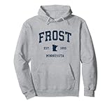 Frost Minnesota MN Vintage Athletic Navy Sports Design Pullover Hoodie