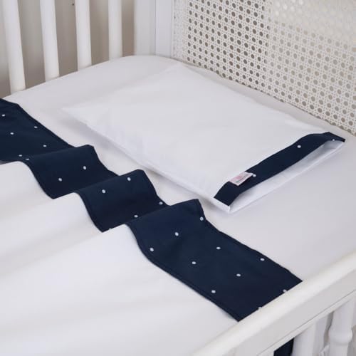 Jogo de lençol de berço americano poá cherie marinho bebê