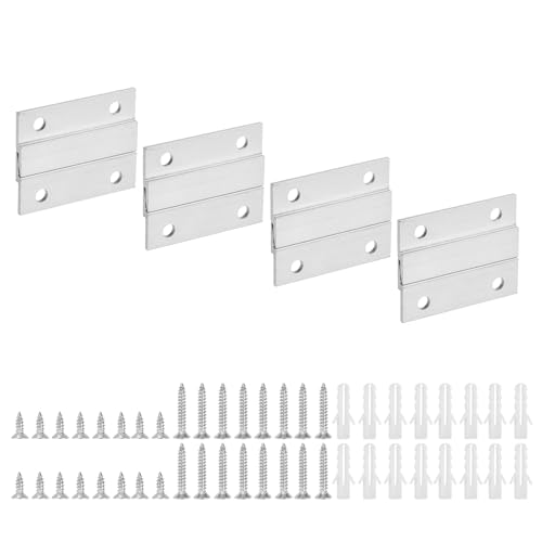 Image of uxcell 4 Pair French Cleat Picture Hanger, 2 Inch Aluminum Z Hanger Heavy Duty Z Bar Clips Interlocking Wall Mounting Bracket Hanger Kit for Hanging Mirror Picture Shelf