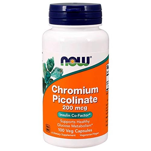 NOW Chromium Picolinate 200mcg, 100 Capsules (Pack of 2)