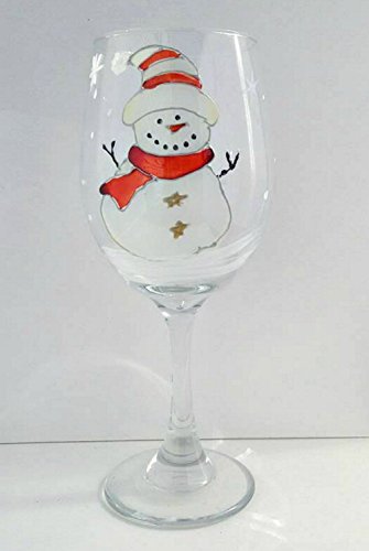 Snowman Hand Painted Holiday Wine Glasses Set Of 2 #TOP2