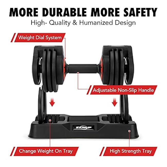 25/55 lbs Pair Adjustable Dumbbells Set, Dumbbells with Anti-Slip Metal Handle for Exercise & Fitness Fast Adjust Weight for Full Body Workout Fitness