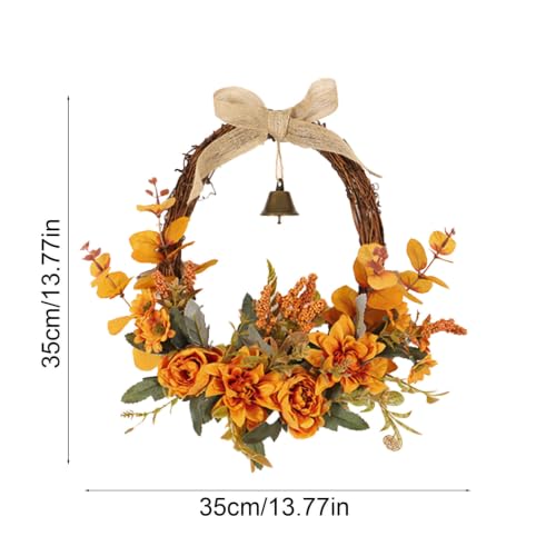 Harvest Fall Wreath for Front Door with Led Lights, Farmhouse Fall Decor, - image 2