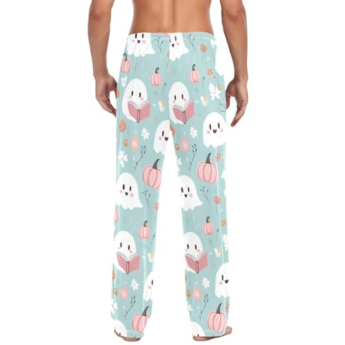 Cute Spirits Pattern Men's Cotton Pajama Pants with Pockets and Drawstring Comfortable and Stylish,S3