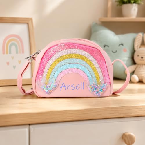 Image of Personalized Purse, Rainbow Glitter Custom Name Crossbody Bag