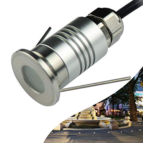CNBRIGHTER LED Mini In-Ground Well Light-Finger Size,1W 12V DC,120Â° Wide Beam Angle,IP67 Waterproof,Recessed Marker Indicator Underground Outdoor Landscape Lightings,Warm White(3000K)