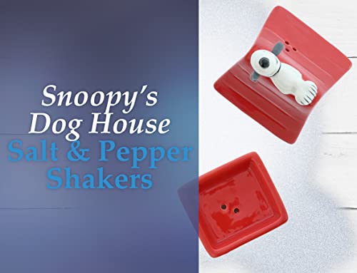 Best Brands Disney Salt And Pepper Shakers Set Of 2 - Ceramic Snoopy Sleeping On His Doghouse, Perfect For Any Tabletop - Easy To Fill With Rubber Stopper - Red/White, Glossy Finish #TOP4