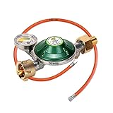 CAGO Gasregler 30 mbar Camping Druckminderer Druckregler mit 360°-Manometer Gas Füllstandsanzeige Schlauchbruchsicherung Schlauch 80cm für Gasflasche Gasgrill Butan