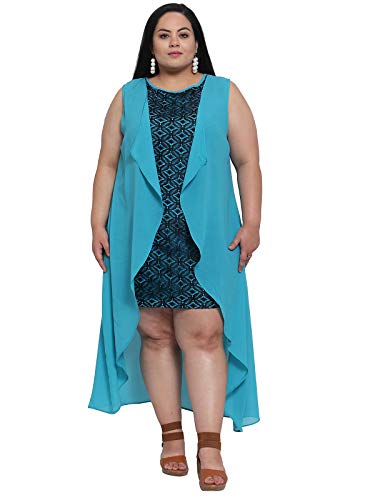 Image of Flambeur Women's Georgette Fit and Flare Knee-Length Casual Dress