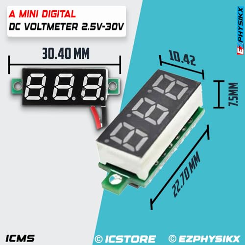 Image of DC Voltmeter Indicator /TESTER - DC 3.5-30V, LED Display Panel Digital Voltage meter for Electrical, Computers, Electronics, Home, Industrial Equipment's (BLUE, PACK OF 1)