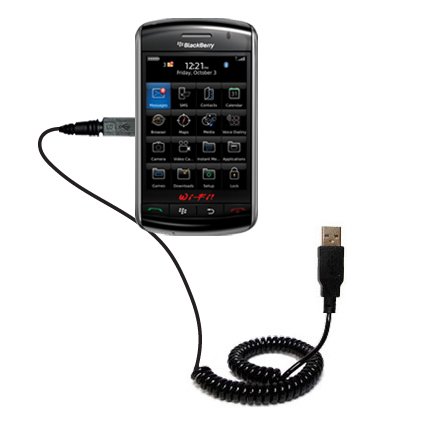 Gomadic Coiled Power Hot Sync USB Cable for The BlackBerry Storm 2 with Both Data and Charge Features - Uses TipExchange Technology
