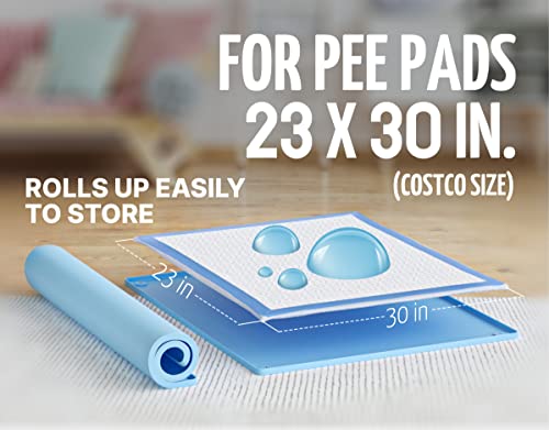 Image of TidyFriend Dog Pee Pad Holder Tray Fits for 30 inch x 23 inch Pee Pads with Corner Lock Holes, Raised Edges, Non-Spill, Easy to Clean Silicone Dog Potty Tray Holder, for Indoor Floor Protection (Blue)
