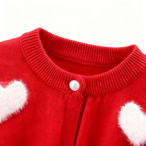 Girls Cardigan Long Sleeve Button Front Sweater Winter Heart Knit Outfits Kids Colorful Rainbow Sweaters Baby Coat 2-7 Years3