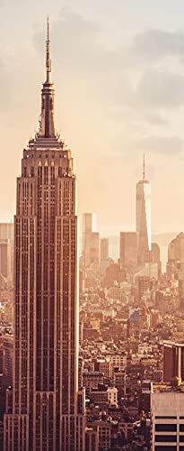 A.Monamour Sticker Porte Autocollant Poster De Porte 3D Empire State Building Manhattan À New York Vinyle Affiche De Porte Sticker Mural Papier Peint Art...