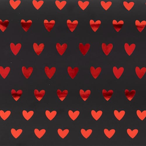 Geschenkpapier 70cm x 2m Rolle Herzen - Geschenkpapierrolle glänzend - Rot mit Herzmuster für Valentinstag Hochzeit Geburtstag Muttertag & romantische Geschenke - Premium Qualität