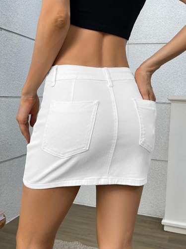 ELLEVEN Denim Mini Skirt for Women High Waisted, High Stretchy Casual Summer Cute Jean Skirts2