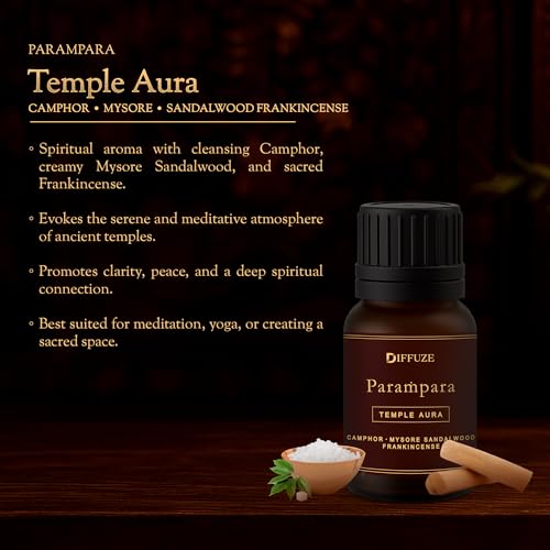 Image of DIFFUZE Essential Oil Set - Ritual Duo - 2 x 15 ml (Golden Ritual & Temple Aura) | Sandalwood, Saffron & Camphor Fragrance Oils for Diffuser, Pooja & Meditation | Long-Lasting Spiritual Aroma for Indian Homes