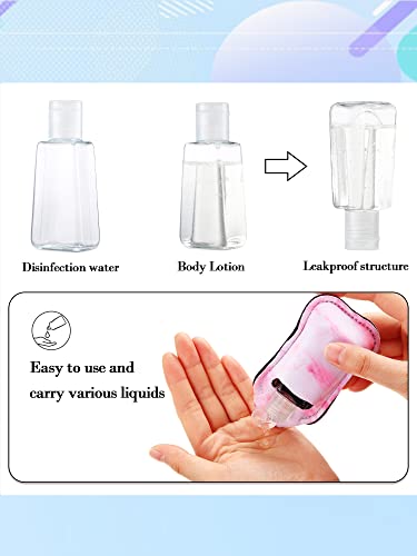 Geiserailie 40 Pcs Hand Sanitizer Keychain Holder Set Travel Bottle Holder Lipstick Case Wristlet Keychain(Chic)2