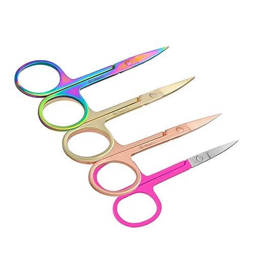 BELLIFFY 4pezzi Forbici Per Ciglia e Naso Acciaio Inossidabile Strumenti Per Modellare Le Sopracciglia Colorati Titanio