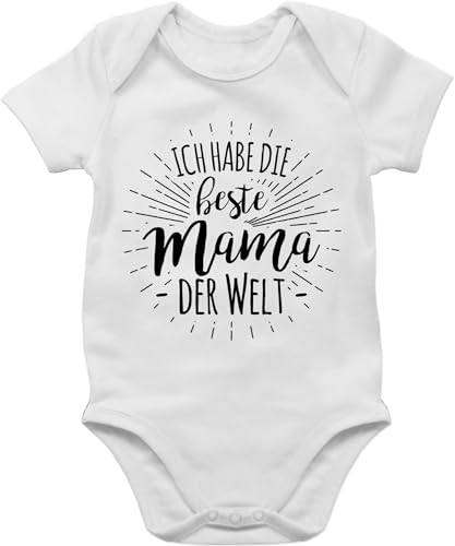 Baby Body Kurzarm - Ich habe die beste Mama der Welt - 6/12 Monate - Weiß - muttertagsbody babykleidung mädchen mutter muddi mami bodys muttertasgsgeschenke kurzarmbody muttertag mamas super
