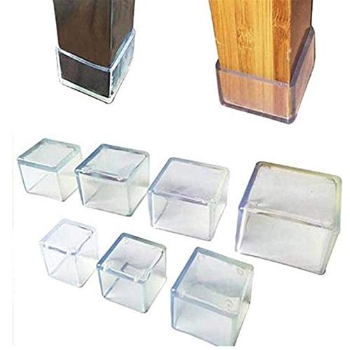 Preisvergleich Produktbild applemi Stuhlbeinkappen aus Silikon, Stuhlbeinkappen, Möbeluntersetzer, Tischabdeckungen, Bodenschoner, quadratisch, 40 x 40 mm, 16 Stück, transparent