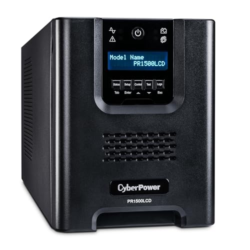 CyberPower PR1500LCD Smart App Sinewave UPS System, 1500VA/1500W, 8 Outlets, AVR, Mini-Tower
