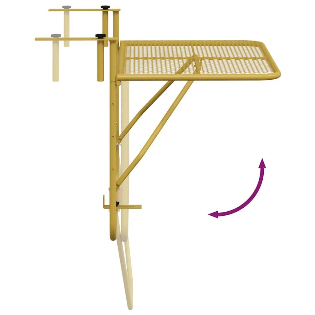 vidaXL Balkontisch Klappbar Balkonhängetisch Hängetisch Klapptisch Gartentisch Tisch Balkon Beistelltisch Balkonklapptisch Golden 60x40cm Stahl