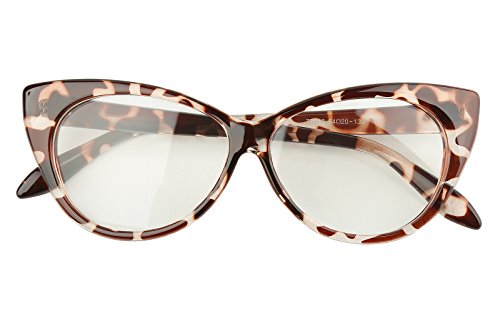 Beison Vintage Cateye Optical Eyeglasses Frame Plain Glasses Clear Lens (Leopard, 54mm)