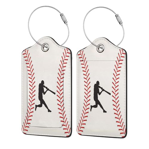 2 Pcs PU Leather Luggage Name ID Tags with Steel Loop