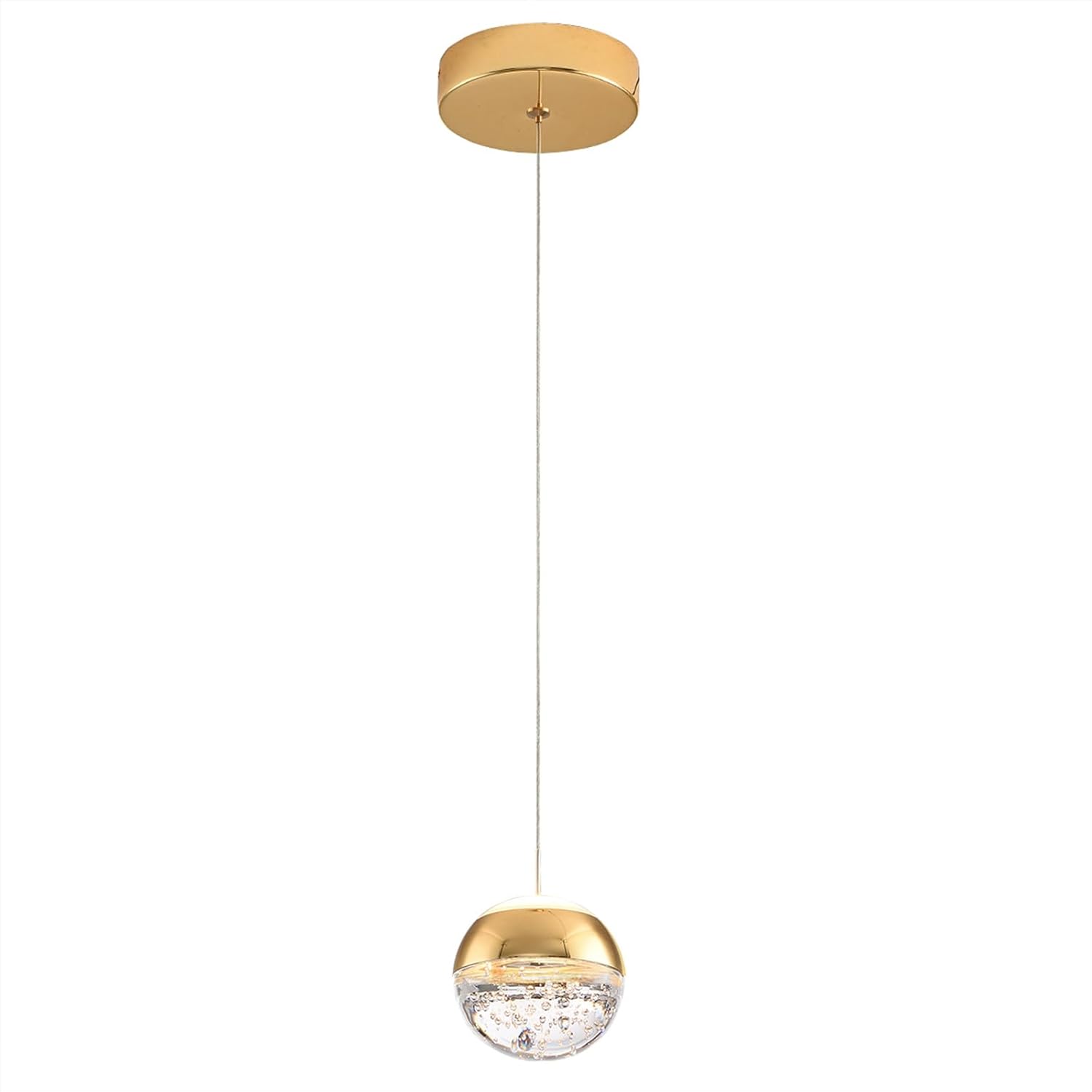 JoollySun Modern Crystal Pendant Light: Gold Mini Globe Ceiling Hanging Lights for Kitchen Island Bathroom